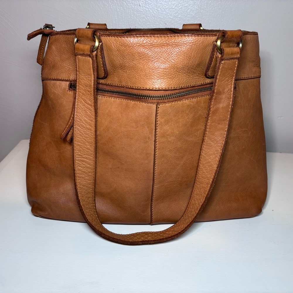 Tan GENUINE LEATHER Tote Bag - Versatile Everyday Carry - Picture 2 of 10